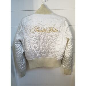 South Pole Y2k Women's Puffer Jacket Pearl/ Gold Color L